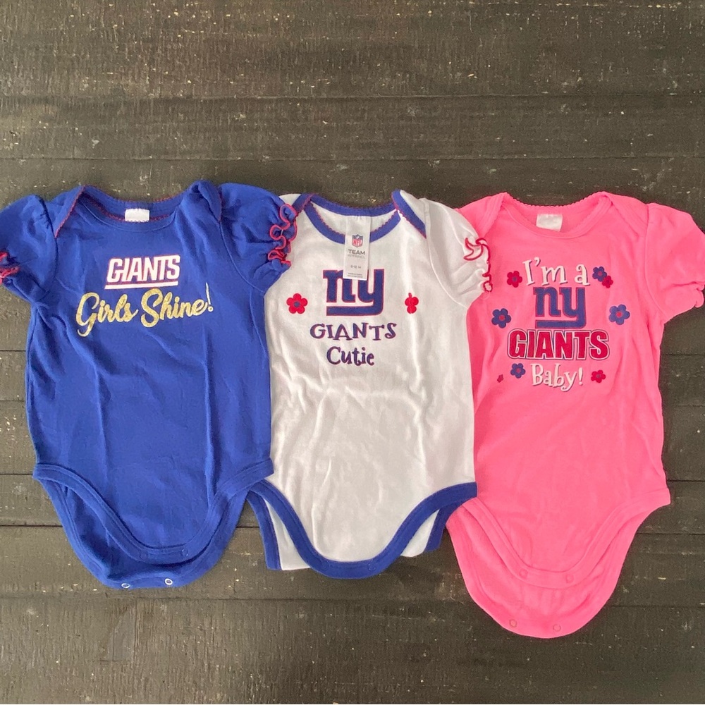 Gerber 3 pack baby girls Giants NFL team apparel 6-12 months